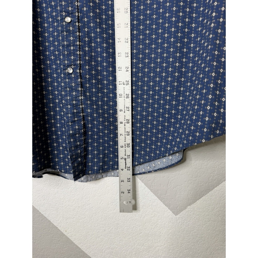 Ely Cattleman Mens Blue Geometric Pearl Snap Western Shirt Short Sleeve XXL 2XL - Picture 13 of 14